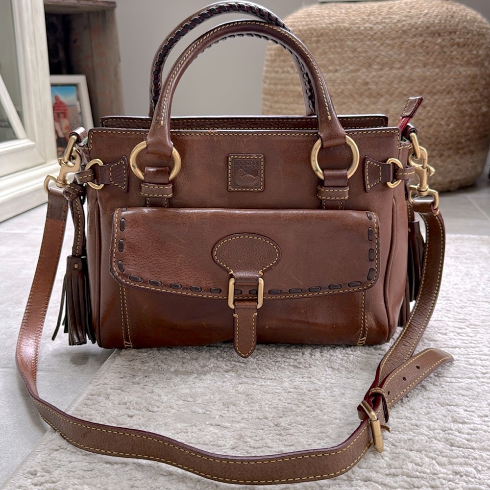 Dooney & Bourke Florentine Medium Pocket Satchel- Chestnut- Excellent Condition